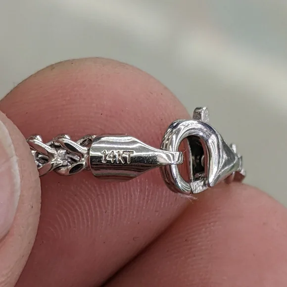 14kt Real White Gold Franco Diamond Cut Chain